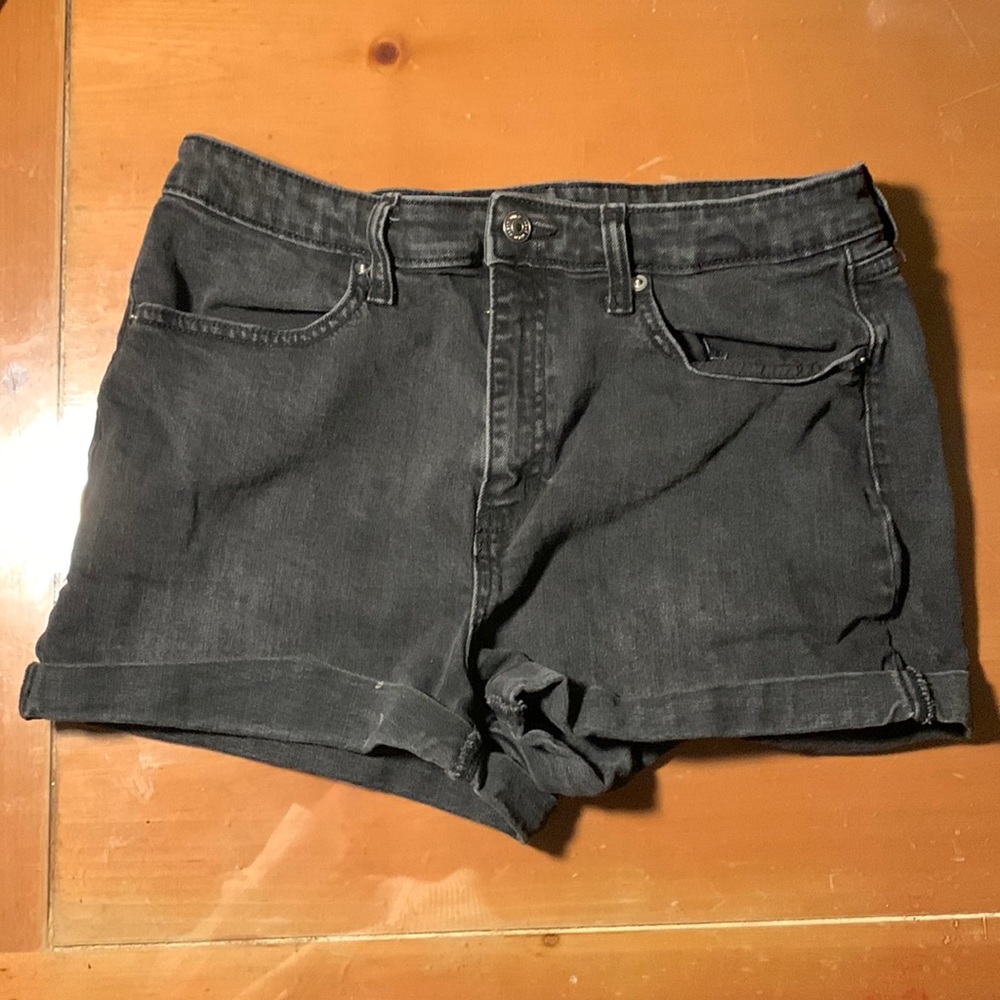 Black denim shorts